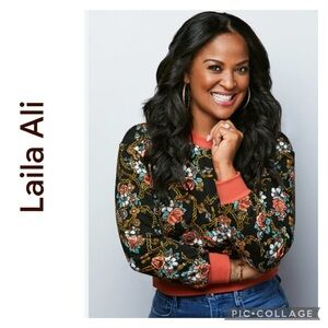 NEW LAILA ALI FLORAL CROP SWEATSHIRT